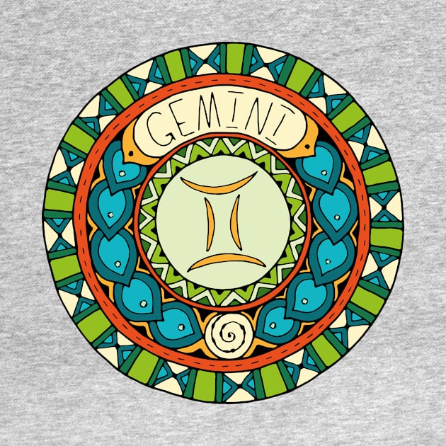 Gemini Zodiac Sign Colorful Birth Horoscope Circle by peter2art